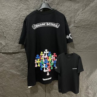 完売必至 クロムハーツ スクロール マルチカラー カラフル クロス Tシャツ 偽物 Kuv70305