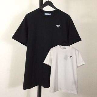 プラダ ロゴエンブロイダリー コットン Tシャツ コピー 2色 puj21277