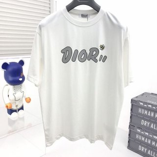 人気No1ディオール 偽物◆上質 シンプル ロゴ刺繍入り コットンジャージー Tシャツ dem89334