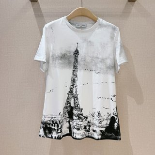 稀少ディオール n級品 Paris コットン リネン Tシャツ エッフェル塔 deu78307