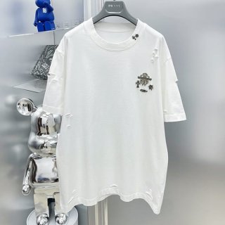 大人気!クロムハーツ コピー カラーブロック クロスレザー 半袖Tシャツ Kun81348