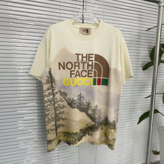 一目惚れ グッチ ノースフェイス コラボ 半袖Tシャツ スーパーコピー