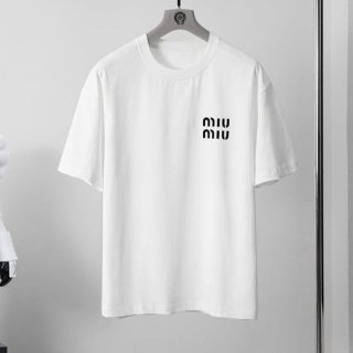 送料無料ミュウミュウ コットンジャージー 半袖Tシャツ パチモン myd11095