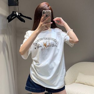 ルイヴィトン エンブロイダードコットンTシャツ 偽物【人気商品】 1AFQ66