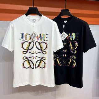 一目惚れ ロエベ アナグラム ロゴ コットン Tシャツ 偽物 lom23500