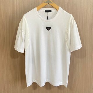 人気急上昇プラダ トライアングルロゴ コットンTシャツ フェイク ホワイト put45685