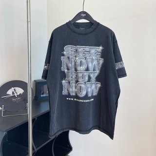 バレンシアガ 偽物 SNBN Tシャツ ラージフィット ロゴ ヴィンテージ 764235T