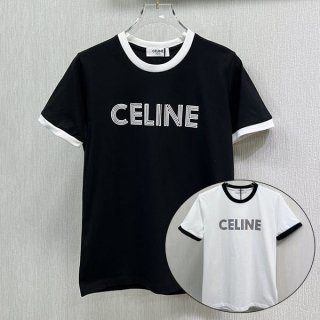 速達発送セリーヌ コットンジャージー ルーズ 半袖 Tシャツ 偽物 2色 Ceh33559