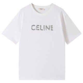 日本未入荷セリーヌ ルーズ Tシャツ 偽物 コットン ホワイト Cef32445