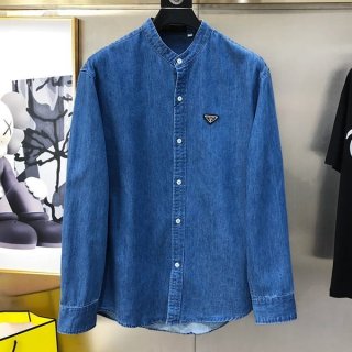 争奪戦プラダ 偽物 Padded denim shirt キルティングデニムシャツ puc52105