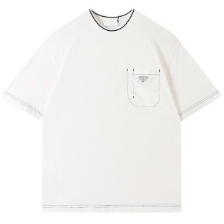 送料込プラダ コットンTシャツ スーパーコピー 半袖 ロゴ puu51069