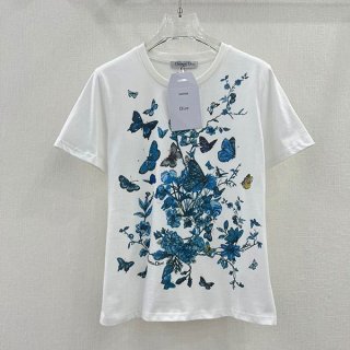 上品可愛さにキュン【ディオール】花柄＆蝶 ロゴ入り Tシャツ 偽物X5810 dei84607