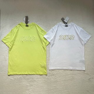 入手困難 ディオール☆ロゴ コットン Tシャツ コピー 2色 des35569