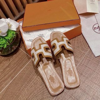 21-22AWエルメス Oran sandal コピー オラン レザー＆キャンバス サンダル eru08562