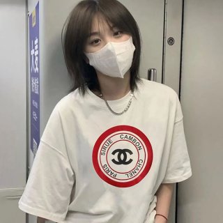 シャネル Tシャツ コピー 半袖 コットン ロゴ ホワイト sho02448