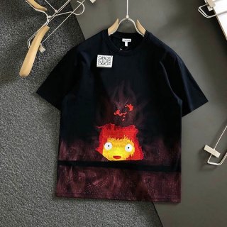 ロエベ × ハウルの動く城 偽物 コットン Tシャツ SB44Y22X06