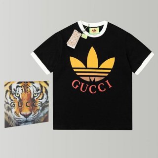 可愛い グッチ×adidas オーバーサイズ コットン Tシャツ コピー gut20579