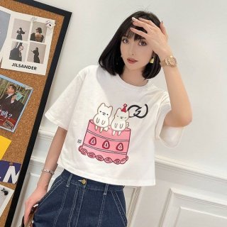 売上総額１位！グッチ×Kawaii キャットプリント Tシャツ スーパーコピー guu81190