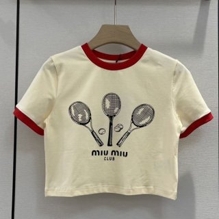 定番 ミュウミュウ ジャージー Tシャツ 偽物 myi50373