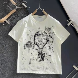 可愛い◆上質 ディオール Tシャツ コピー シンプル ロゴ刺繍入り コットンジャージー des48459