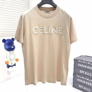 入手困難セリーヌ ルーズ Tシャツ 偽物 コットン ベージュ Cei46378