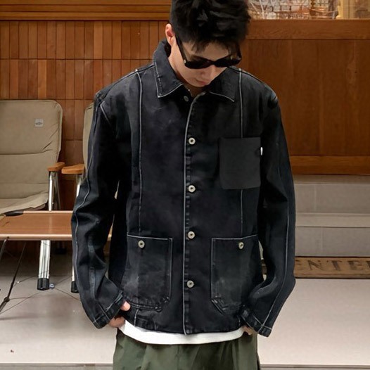 確保済み ロエベ Anagram Work wear ロゴ デニム ジャケット コピー商品 lom50016